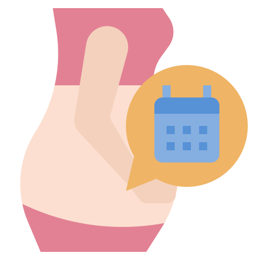 Mujer embarazada con calendario.