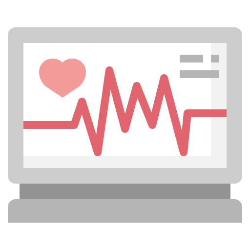 Monitor con línea de corazón.