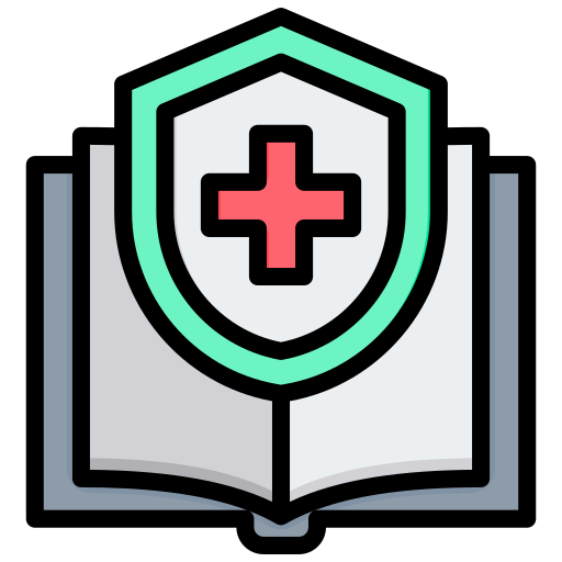 Ícono de libro abierto con cruz médica para programa Educate